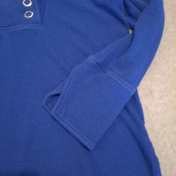 Soft Surroundings Carlile Top Sapphire Oversize Sz Small Wide Collar Front Snaps - Picture 4 of 11